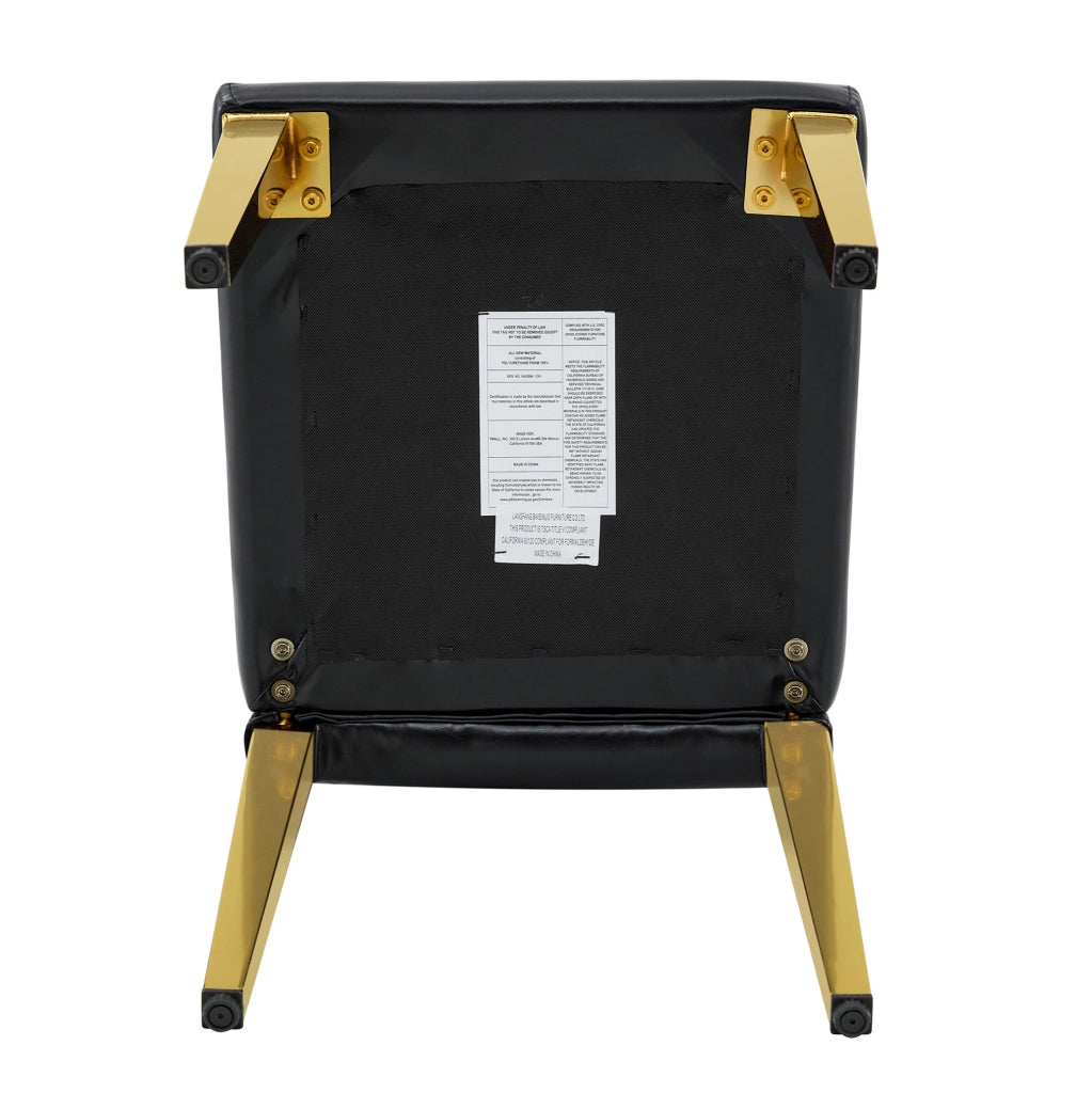 Set di 4 sedie da pranzo in PU nero con gambe oro