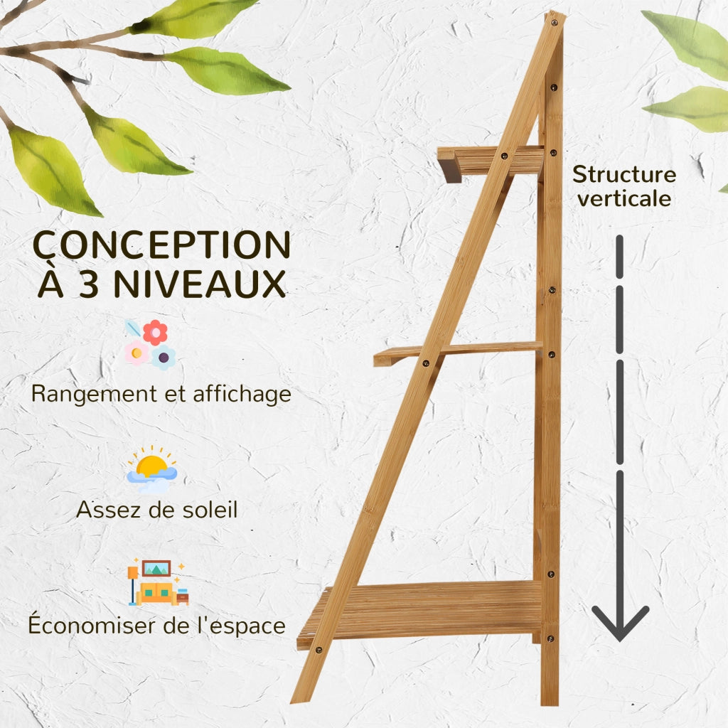 Scaffale per piante in bamb¨´ piegabile 3 ripiani ¨C Xylo ¨C naturale 100x39x97cm