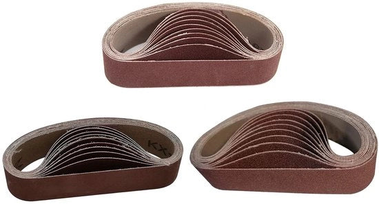 Set di cinturini abrasivi 30 pezzi 30 x 330 mm - Ossido di alluminio - Granulometria 80/240/800 - Adatto per schiacciasassi abrasivi - Duraturo e resistente - Per legno, plastica e metallo - Carta vetrificata