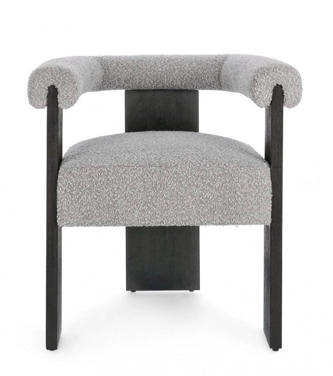 Sedia 70x60x71 cm Agape in Bouclè Nero/Grigio
