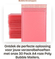 Enveloppe a Bolla 30 pezzi - Formato A4 29x36cm - Imbottita e impermeabile - Chiusura automatica - Rosa - Per spedizione e confezionamento - Borse di spedizione