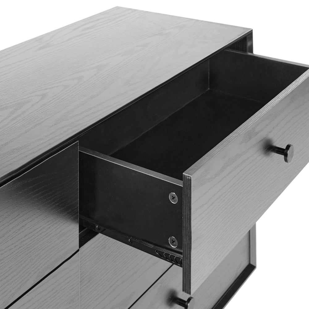 Cassettiera a 6 cassetti in truciolato nero MDF Moderna unità di archiviazione Soggiorno Camera da letto