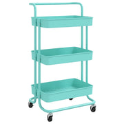 Carrello da Cucina 3 Ripiani Turchese 42x35x85 cm Ferro e ABS CFW7311125
