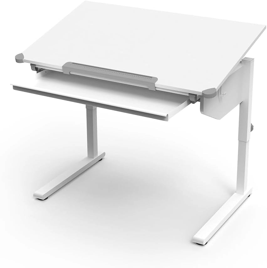 Scrivania per bambini Arc, Bianco, 108 x 68 cm Regolabile in altezza, per un lavoro ergonomico e una posizione di seduta regolabile