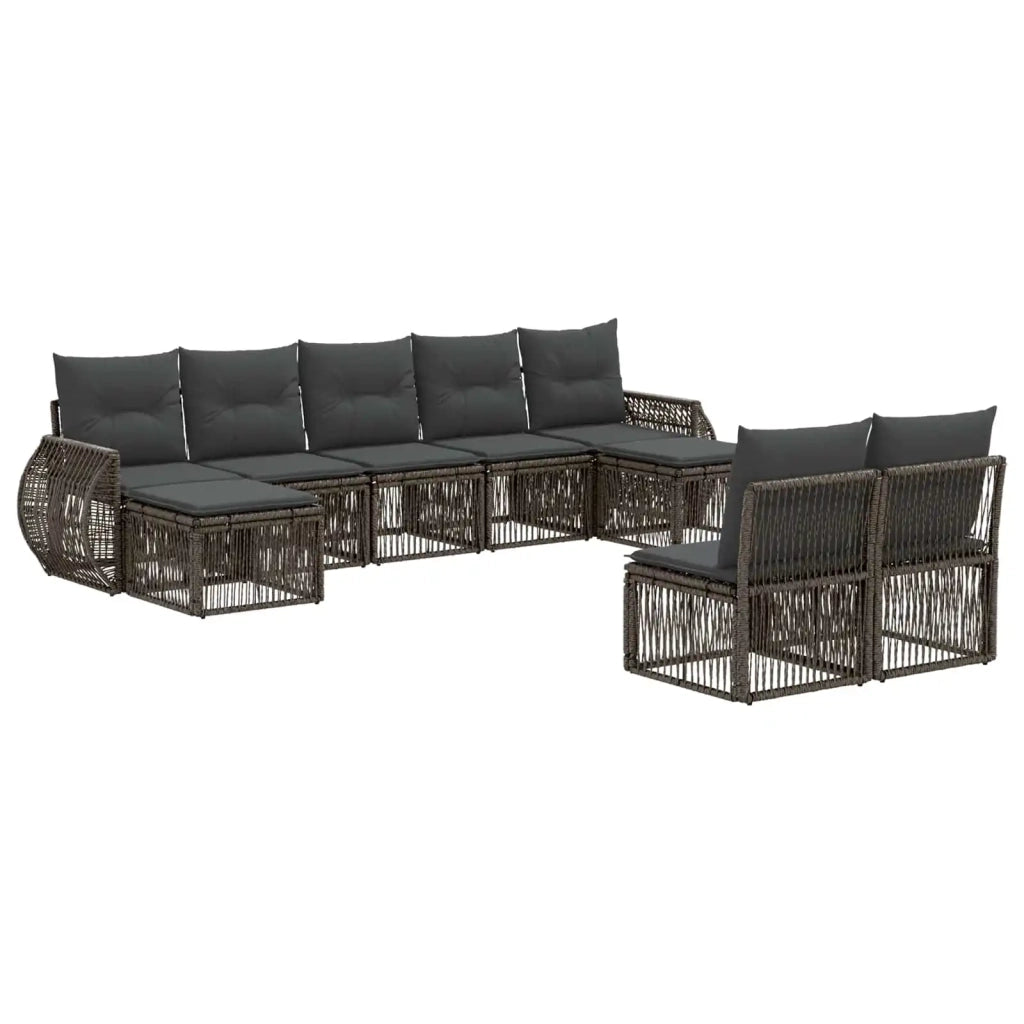 Set Divano da Giardino 9 pcs Grigio e Grigio Scuro polyrattan 3435533