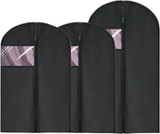 Set di 3 borse per abbigliamento con finestra trasparente • Nero • Incl. 2 sacchetti per lavare l'abbigliamento • Per pacchi • Dimensioni 60 x 100 cm • 1 borsa per abbigliamento respirante • Lunghezza 60 x 120 cm.