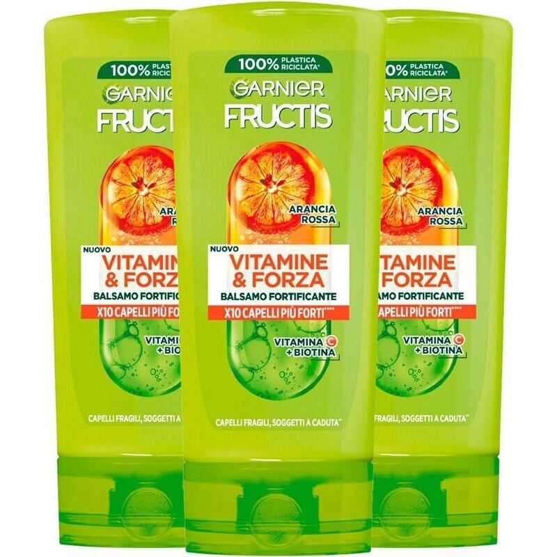 GARNIER FRUCTIS SET 3 CONFEZIONI BALSAMO FORTIFICANTE VITAMINE & FORZA CAPELLI FRAGILI SOGGETTI A CADUTA 200 ML L'UNA