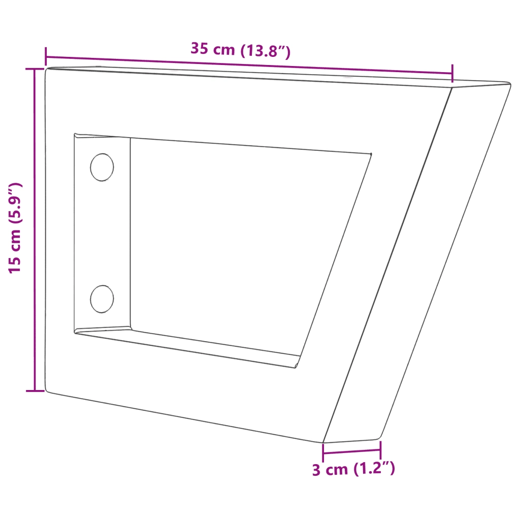 Reggimensole per Lavabo 2 pz Nere Trapezio in Acciaio