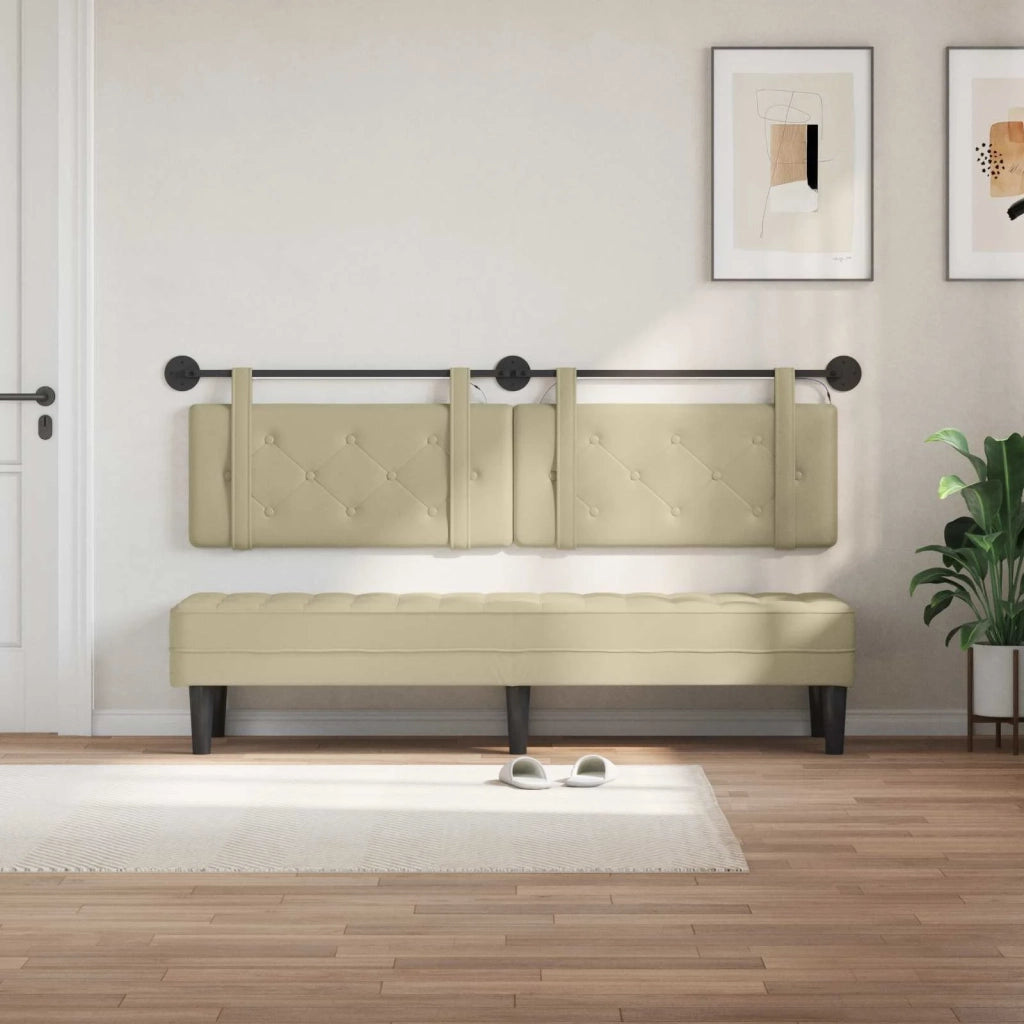 Testiera | Testata sospesa Con luce LED Crema Similpelle