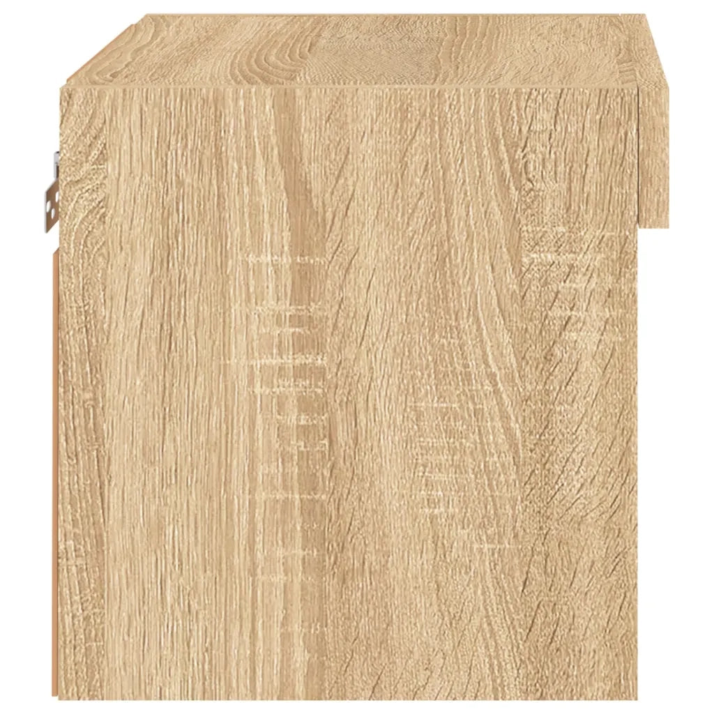 Comodino con Luci LED a Parete Rovere Sonoma 837117