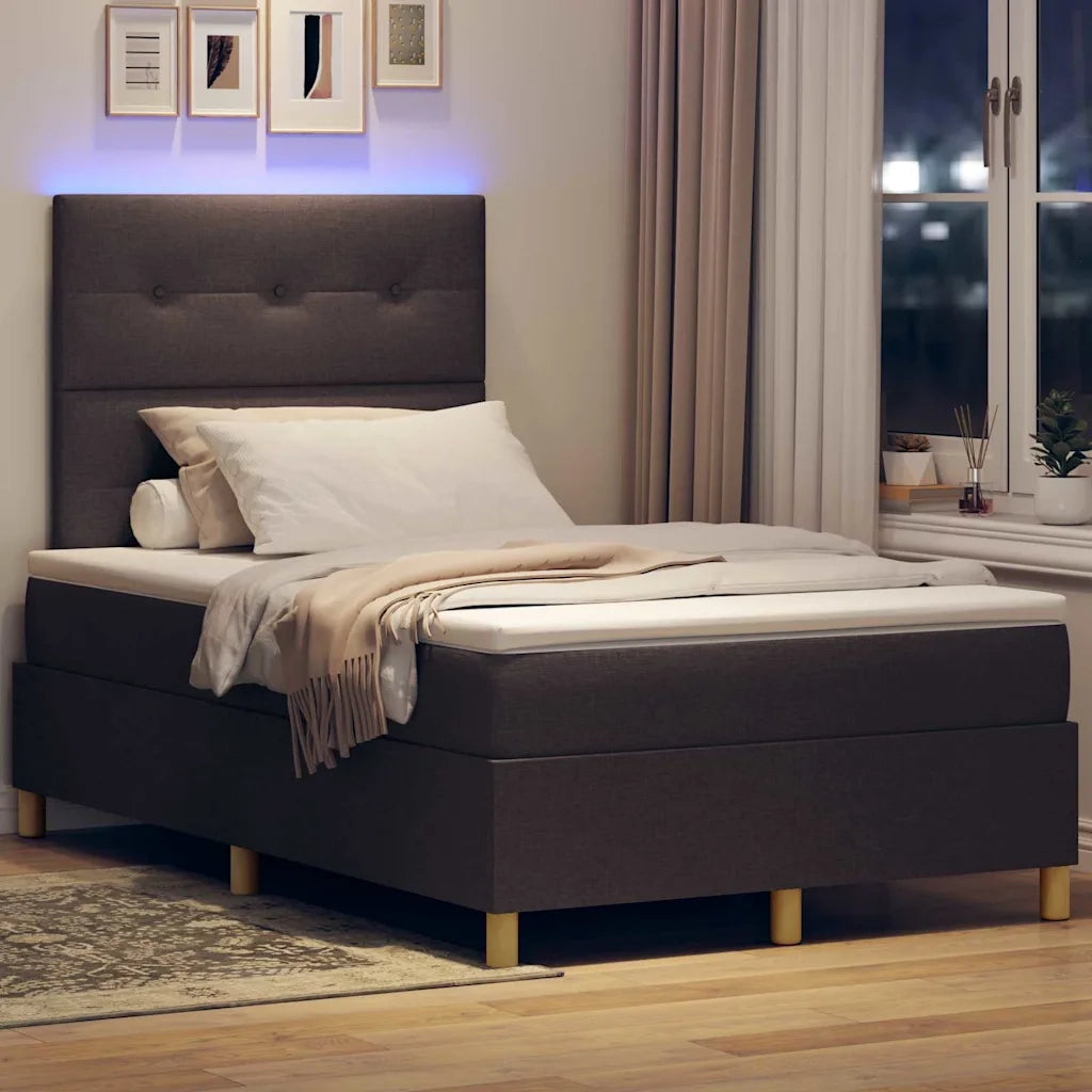 Letto a molle con materasso Marrone Scuro 120 x 190 cm Tessuto 3343085