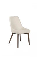 E-STYLO Sedia da pranzo in tessuto beige con gambe e struttura in massello di noce, 62cm X 49.5cm H. 87cm.