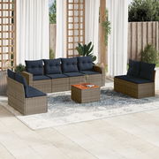 Set Divani da Giardino 9 pz con Cuscini Grigio in Polyrattan 3256418