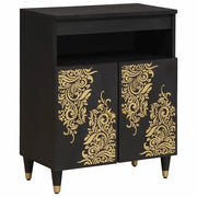Credenza con porta-Buffet-Armadio da cucina Nero 60 x 33 x 75 cm Legno di mango massello 799374