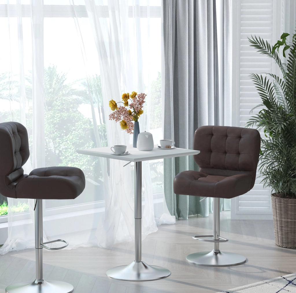 Tavolo Bistrot Quadrato 60x60 cm in Acciaio Bianco Regolabile in Altezza 71-92 cm per Cucina o Giardino