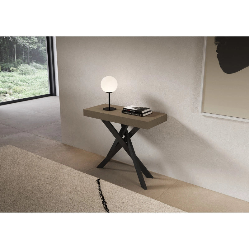 Consolle allungabile 90x40/196 cm Saki Small telaio Antracite - Tortora