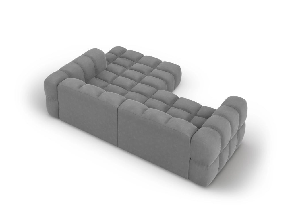 Cosmopolitan Design - Divano angolare modulare destro "Sky" 3 posti in velluto grigio chiaro 