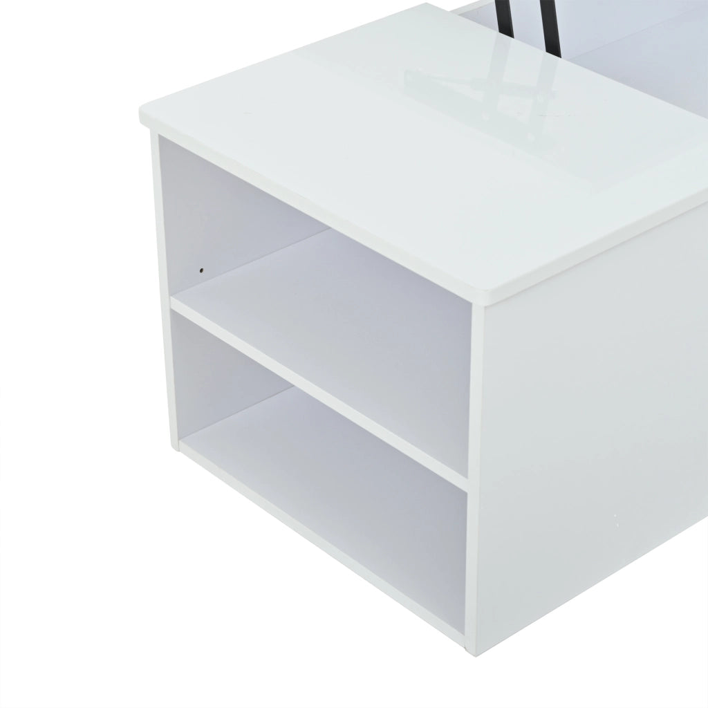 TAVOLO DA SALOTTO H 46-60 cm 50x100 cm Bianco con LED e contenitore