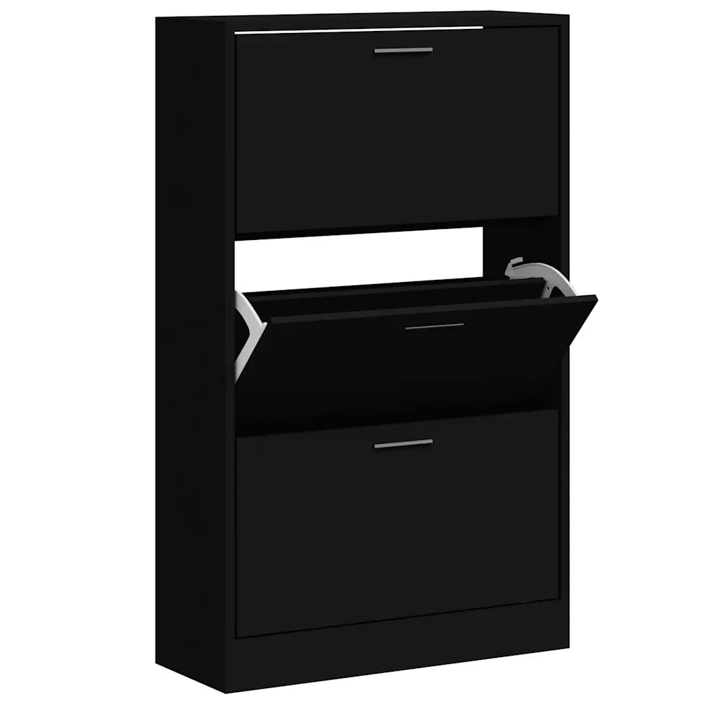 Scarpiera Nera 63x24x103 cm in Legno Multistrato 342552