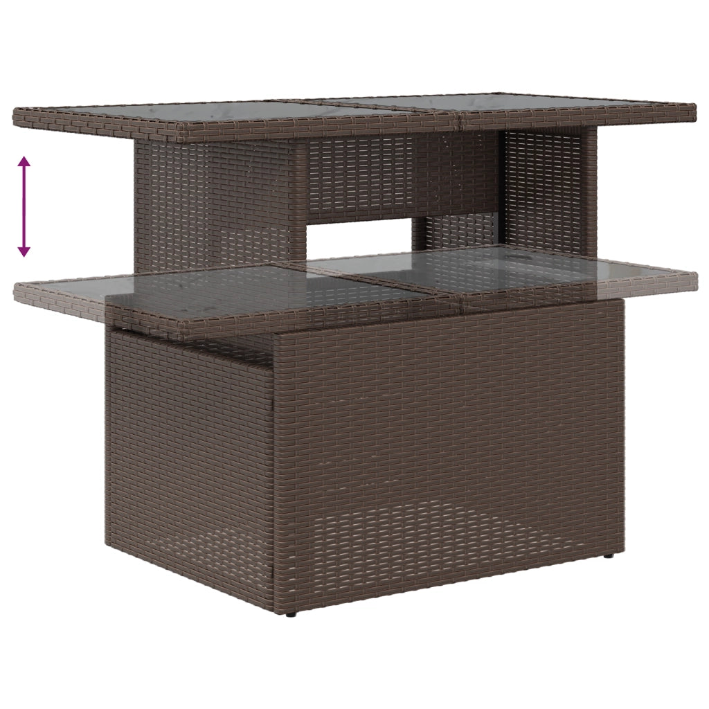 Set divani da giardino 8 pezzi con cuscini polirattan marrone