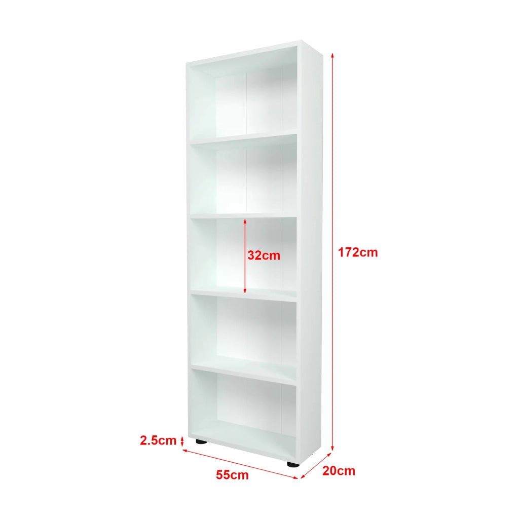 Libreria di design per soggiorno stile originale 5 ripiani 172 x 55 x 20 cm bianco 03_0006516