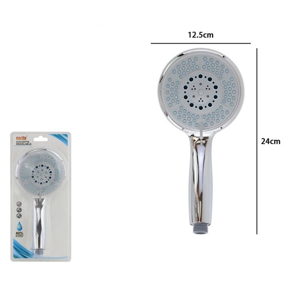 Trade Shop - Doccetta Regolabile Bagno 12.5x24cm Soffione Doccia Rotondo Moderno Multigetto 87545 -