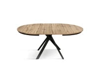 PAZZO DESIGN Tavolo Allungabile con Gambe Incrociate rotondo, Made in Italy, Basamento Nero, Rovere rustico