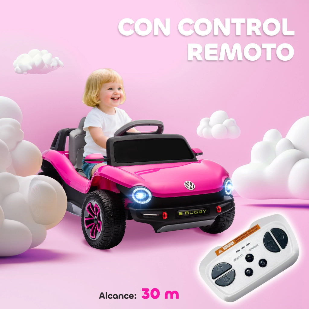 Auto Elettrica Bambini Volkswagen E-Buggy 12V ¨C Xylo ¨C Rosa con Telecomando 2,4G e Sospensioni