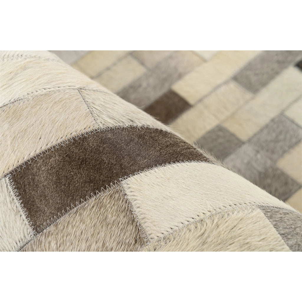 Tappeto Ravi 100 in Vera Pelle Patchwork Grigio