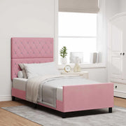 Letto a molle con testiera Rosa 90 x 200 cm Velluto 3344854