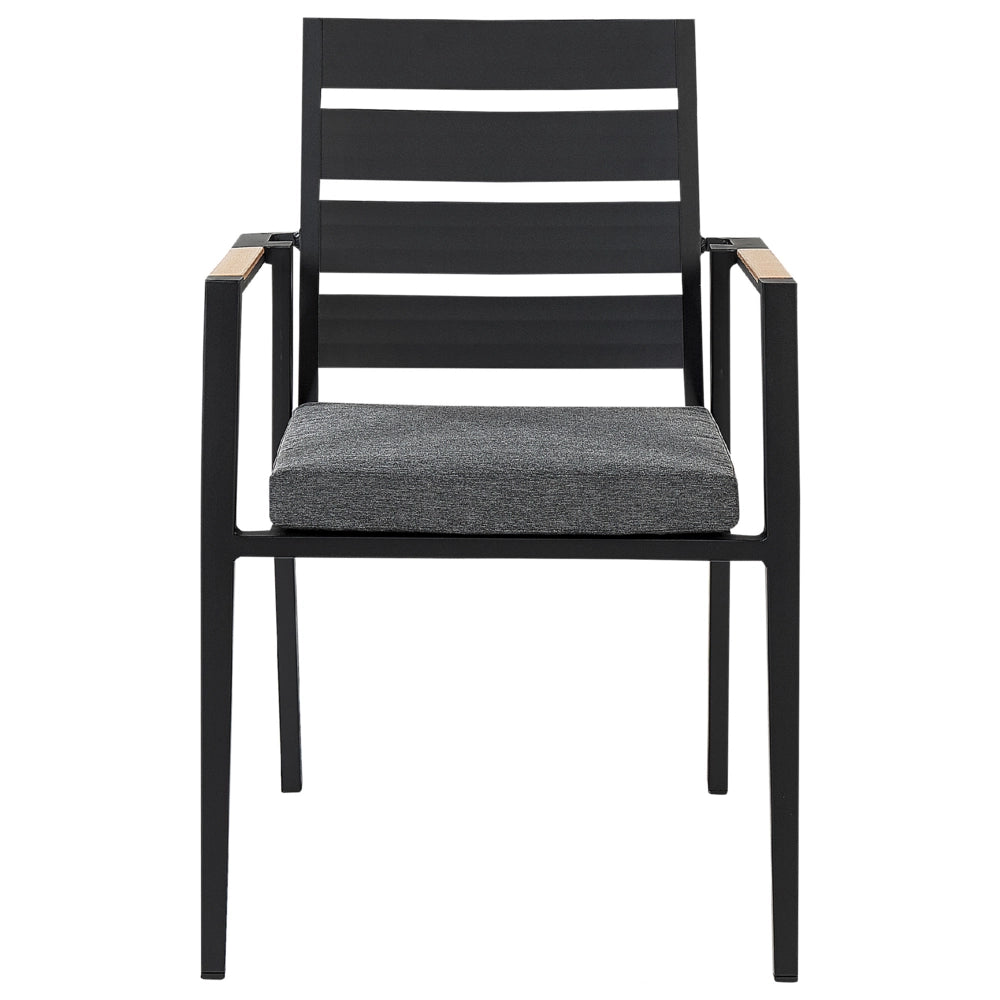 Set di 6 sedie da giardino in metallo nero grigio chiaro con schienale in legno set di 6 sedie da pranzo moderne