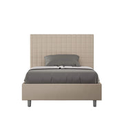 Letto una piazza e mezza con rete imbottito 110x210 similpelle tortora Sunny