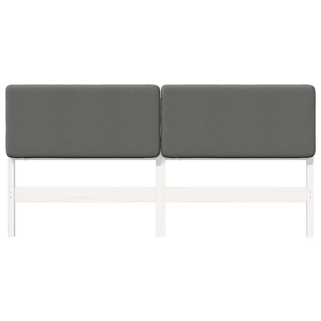 Testiera imbottita Bianco e grigio chiaro 180 cm Pino massello