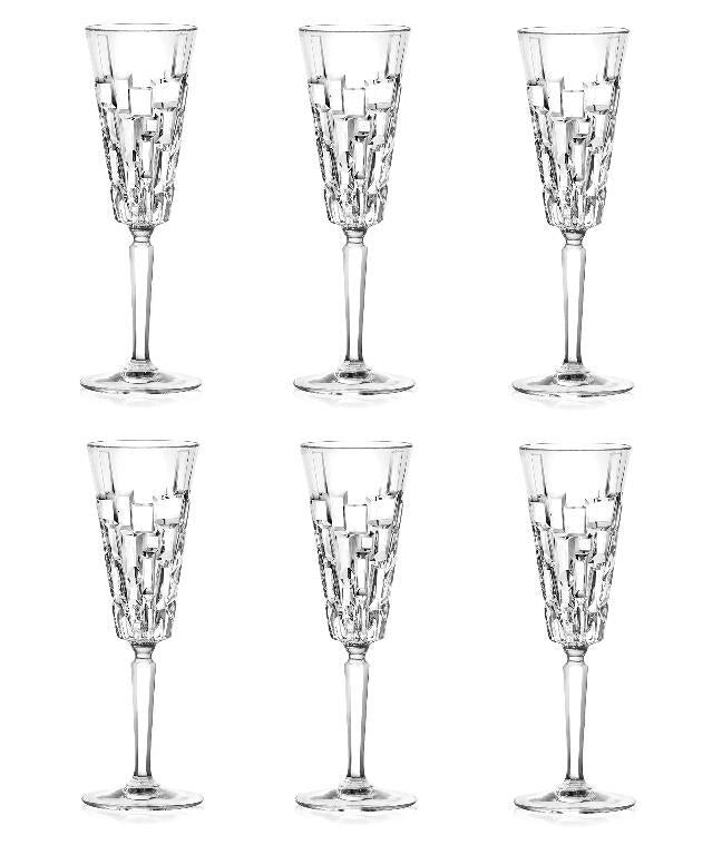 Set 6 Calice da Tavola Flute in Vetro Etna Rcr Cristalleria