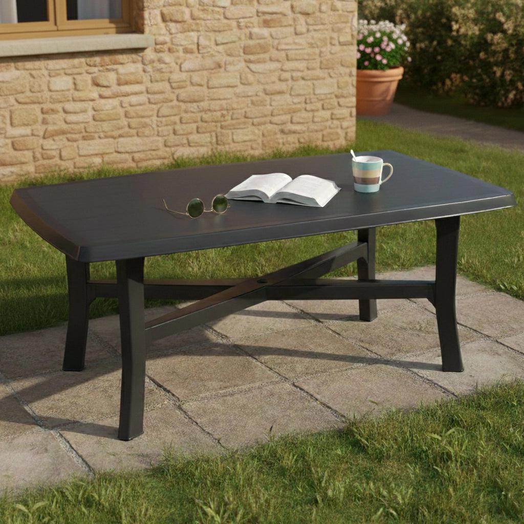 Rasura, Tavolo da Esterno 6 Posti Made in Italy, 180x100x72h cm Nero Antracite