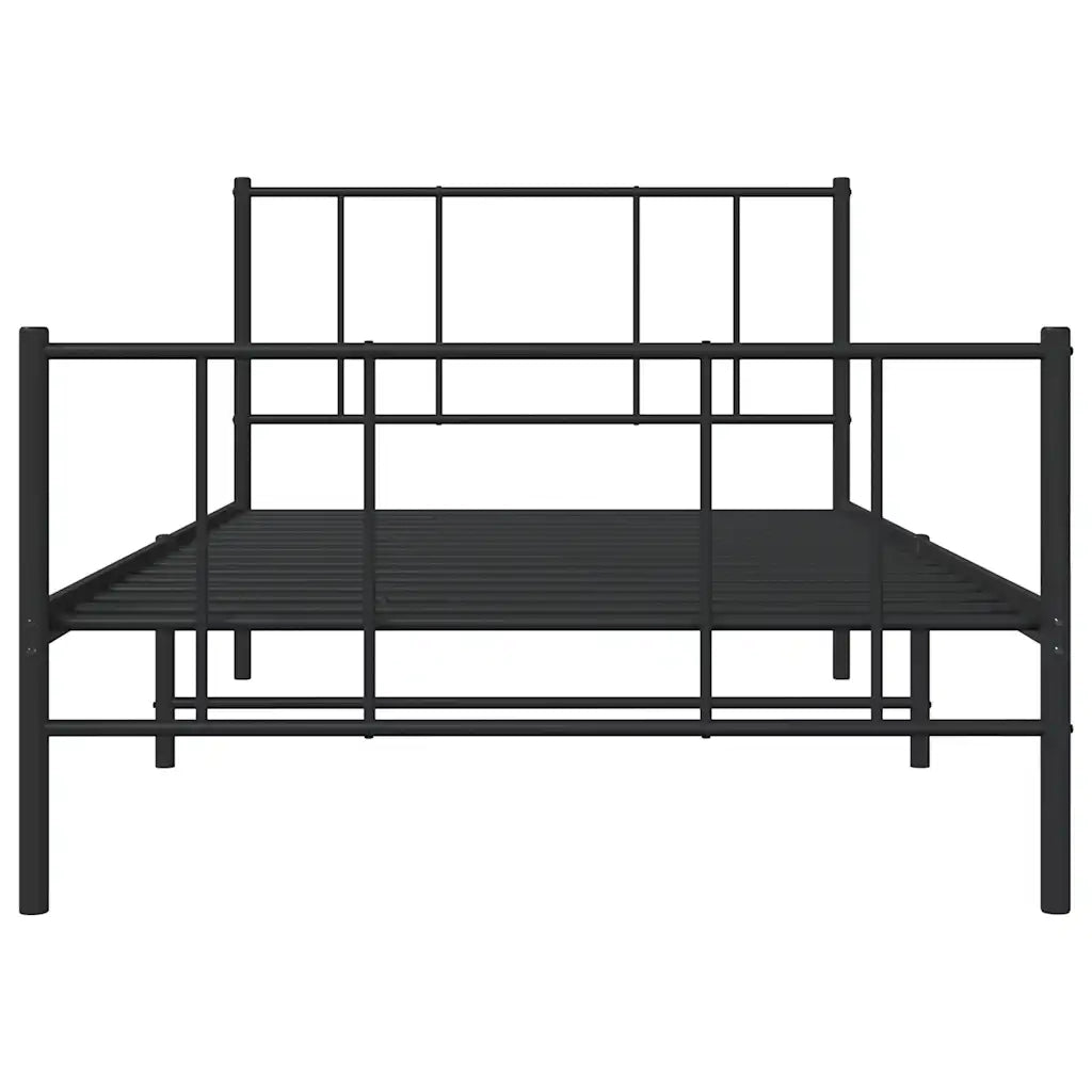 Giroletto con Testiera e Pediera Metallo Nero 90x190 cm 352490