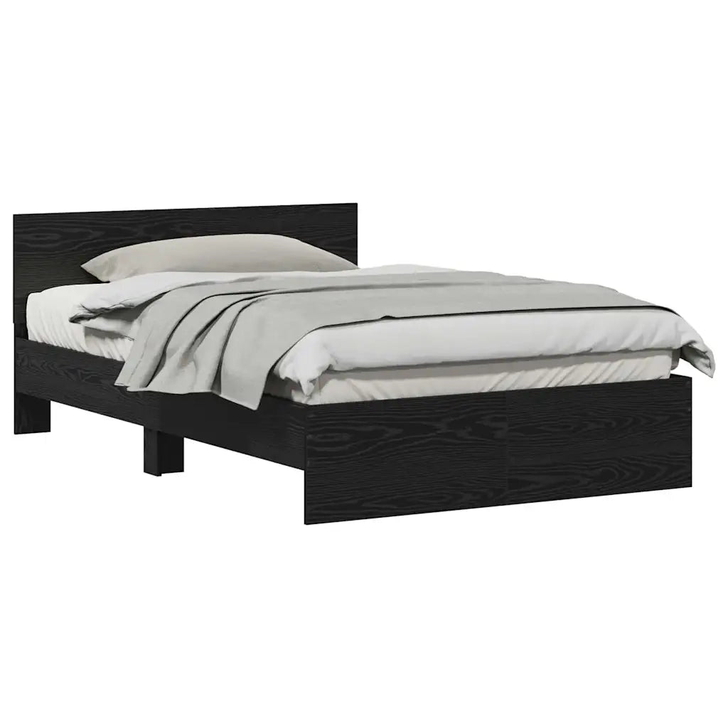 vidaXL Struttura letto con testata Rovere Nero 120 x 190 cm