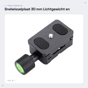 Tavolo di scatto portatile 30 mm - Montaggio 1/4" - Costruito in lega di alluminio - Leggero - Incluso livello di ala - Adatto per fotocamere DSLR - Tavolo di scatto