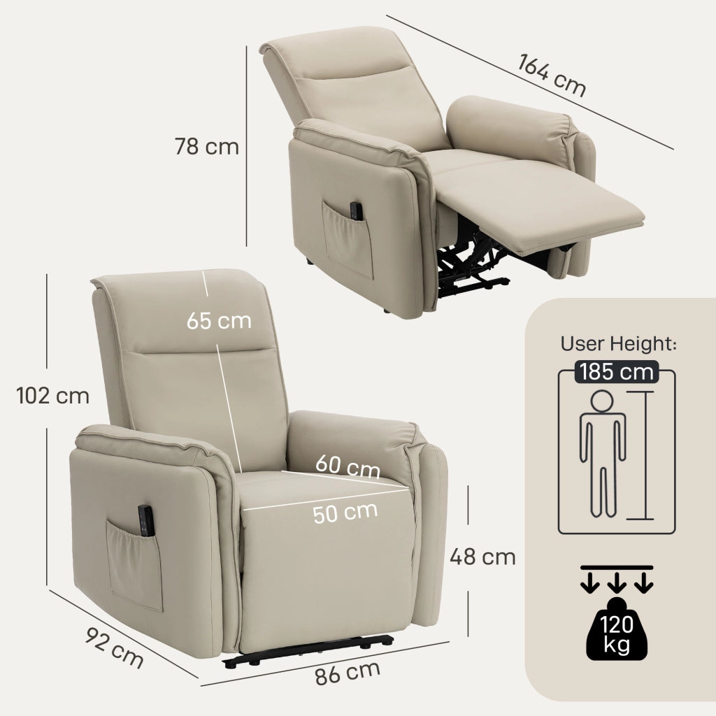 Poltrona Massaggiante Elettrica con Poggiapiedi ¨C Zephmum ¨C Similpelle Beige