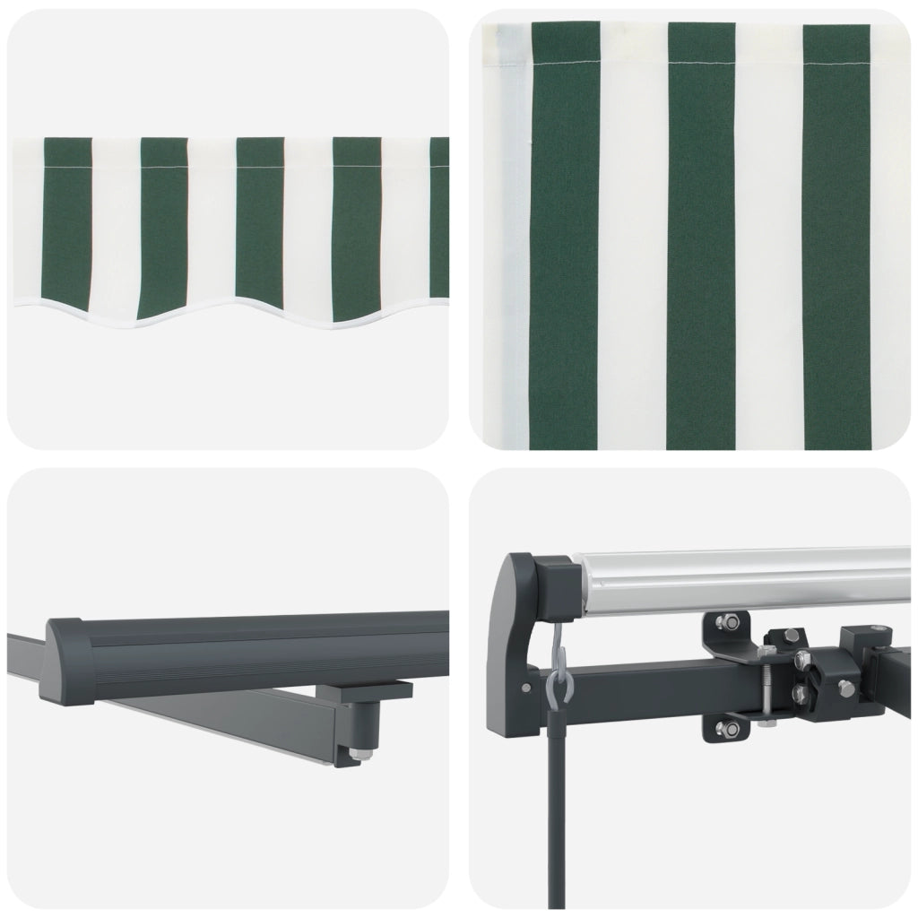 Tenda Retrattile Manuale con LED Verde e Bianca 500x350 cm