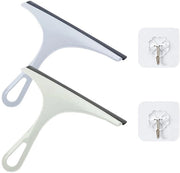 Kit di 2 wiper per finestre con 2 ganci fissi, strumento per pulire specchi, wiper per auto, multifunzionale wiper per doccia e finestre con foro di aggancio, per auto, bagno, pavimenti in ceramica