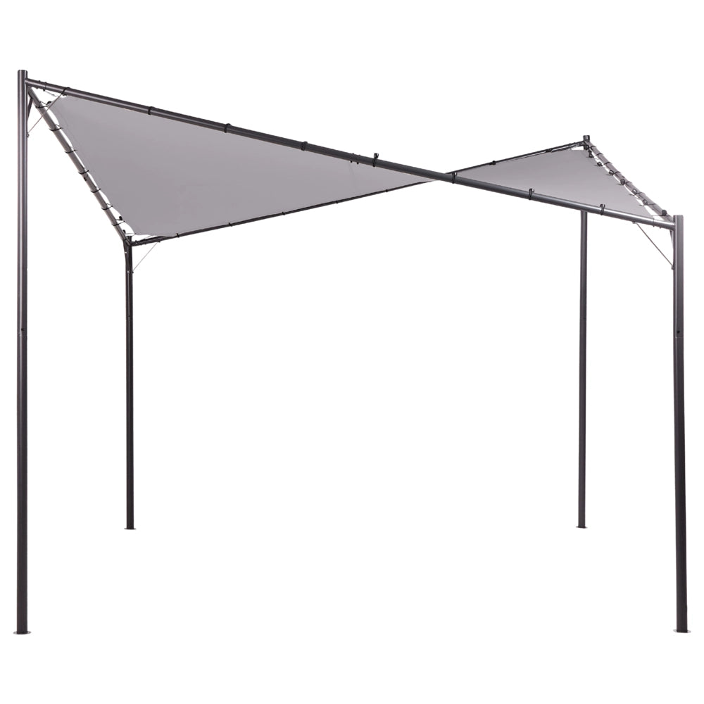 Gazebo da giardino con struttura in metallo e tessuto grigio 300 x 300 cm pergola esterno terrazzo