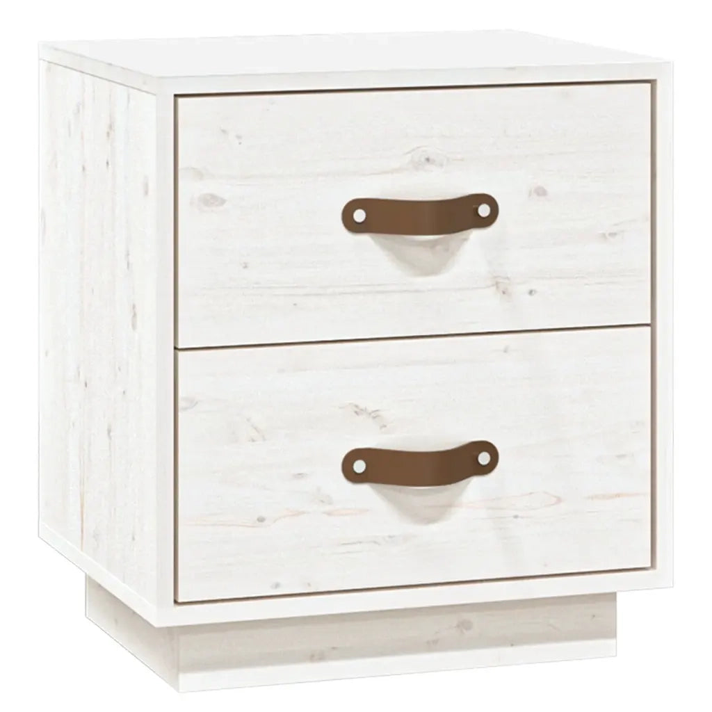 Comodino Bianco 40x34x45 cm in Legno Massello di Pino 818327