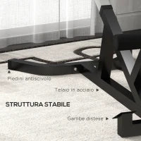 Sedia Romana ad Altezza Regolabile con Imbottitura Spessa, in Acciaio e PU, 126x70x67-84 cm, Nera
