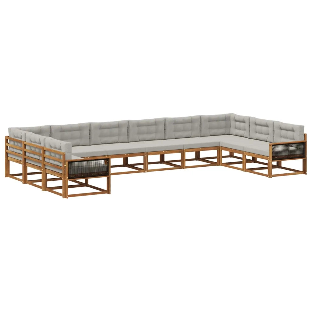 Set di divani da esterno 10 pcs Naturale e Grigio Chiaro 3382924