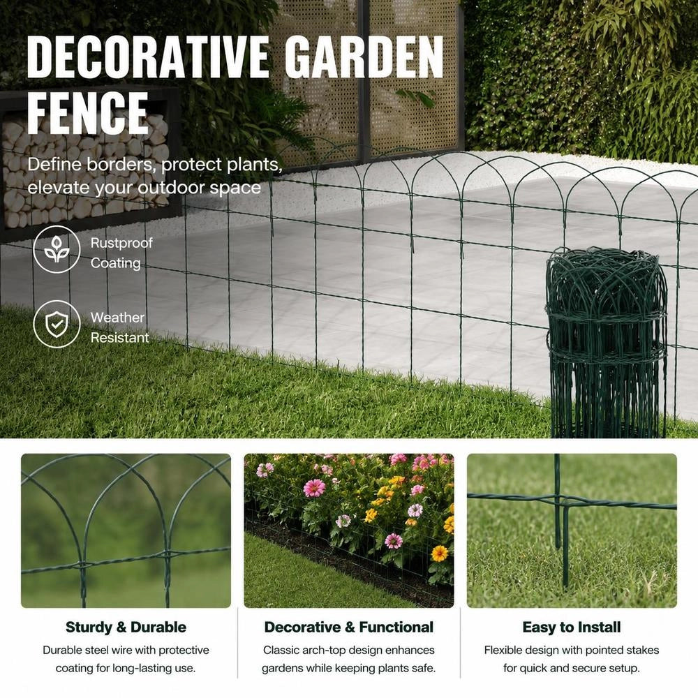 Garden Fence, Powder-coated Iron, 25 X 0.65 M