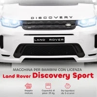 Macchina Elettrica per Bambini a Licenza Land Rover con Fari, Clacson e Cintura,106x65.5x51 cm, Bianco