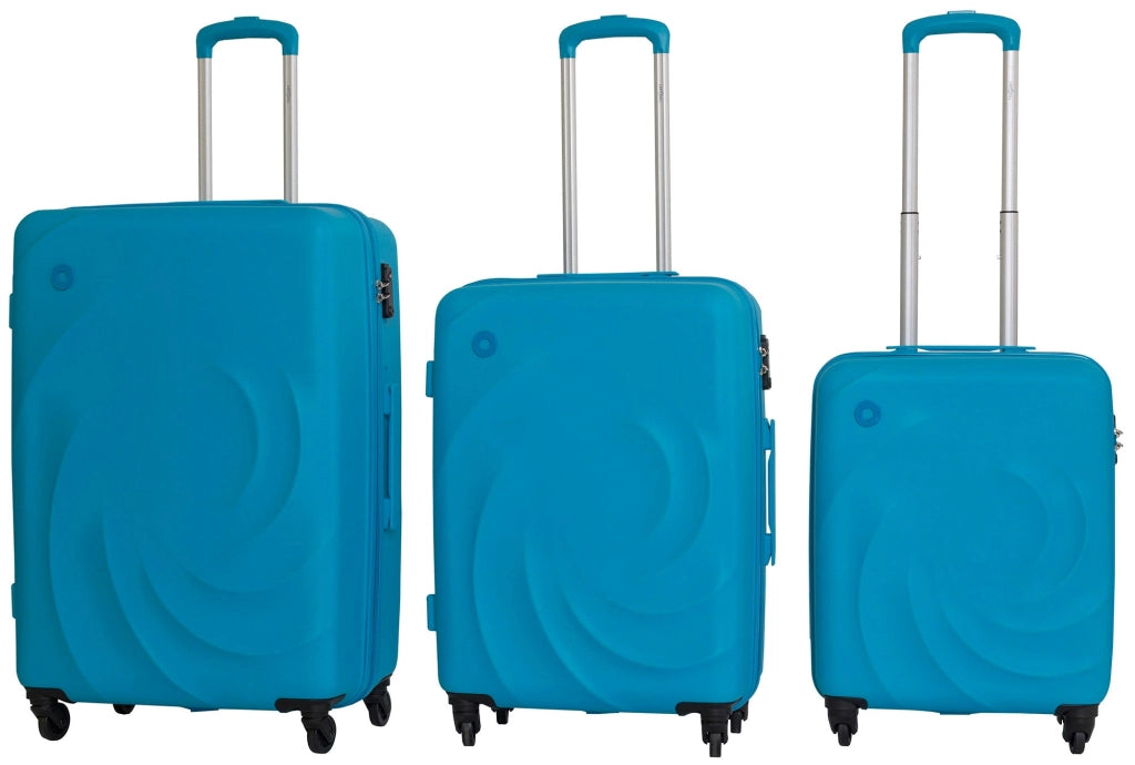 Set 3 Valigie Trolley Rigide in ABS 4 Ruote TSA Ravizzoni Estasi Blu
