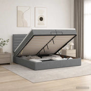 Letto ottomano con materasso Grigio Scuro 200 x 200 cm Tessuto 3457433