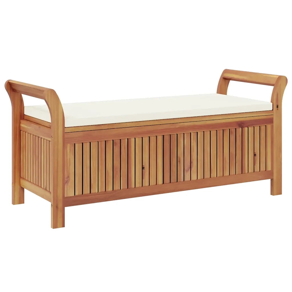 Panca Portaoggetti Giardino Cuscino 126cm Legno Massello Acacia cod mxl 43510